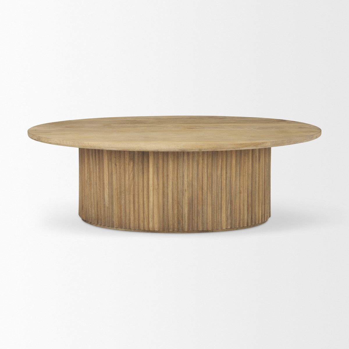 Terra Light Brown Wood Oval Fluted Coffee Table — alternate view 2
