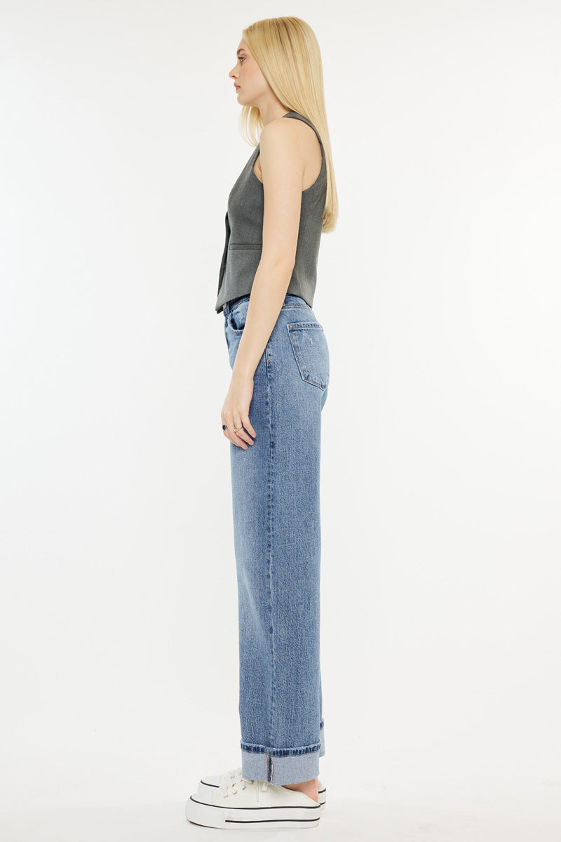Kolbie High Rise Cuffed Wide Leg Jeans — alternate view 2