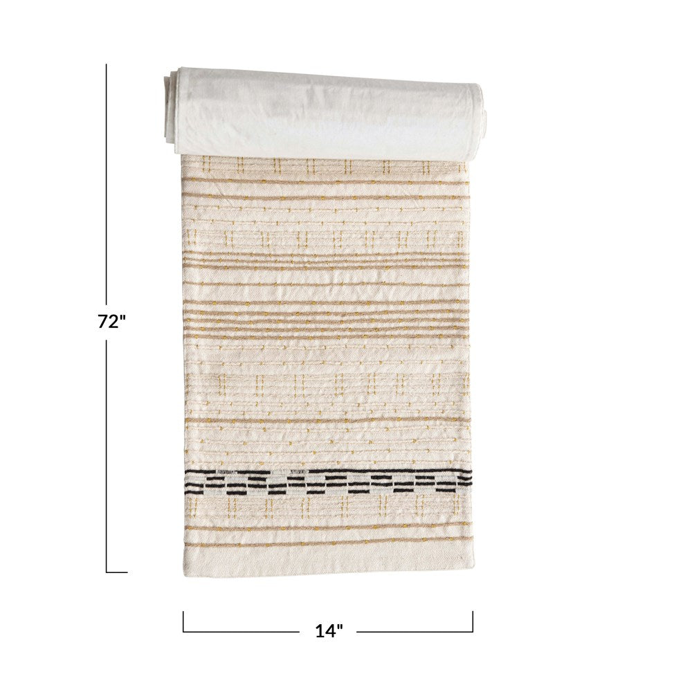 Cotton Embroidered Table Runner with Gold Metallic Stitching — alternate view 3