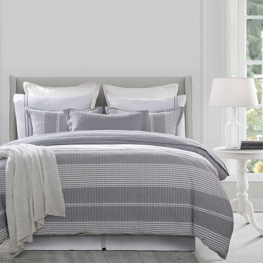 Lane Stripe Duvet Set, Gray- Queen — alternate view 2
