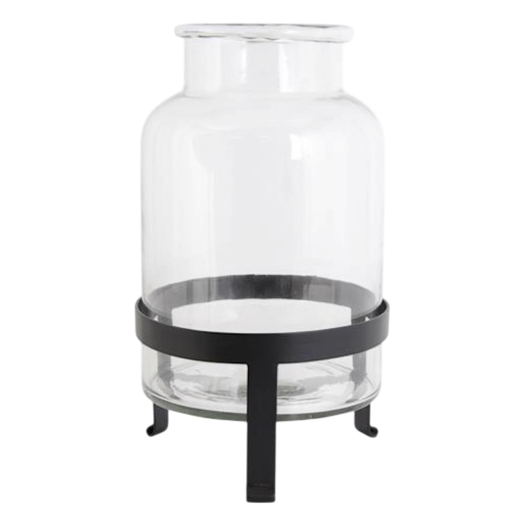 Large Glass Jar on Black Metal Stand — alternate view 2