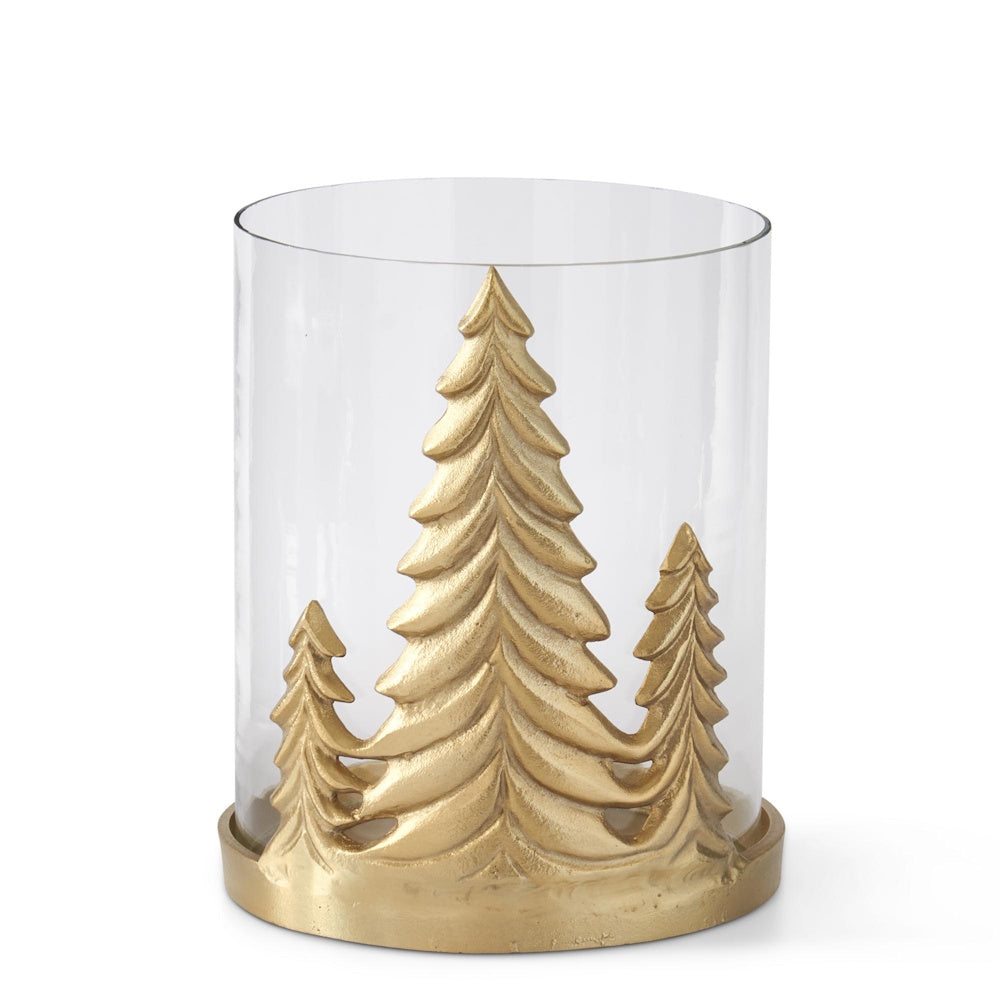 Large Gold Metal Christmas Tree Hurricane