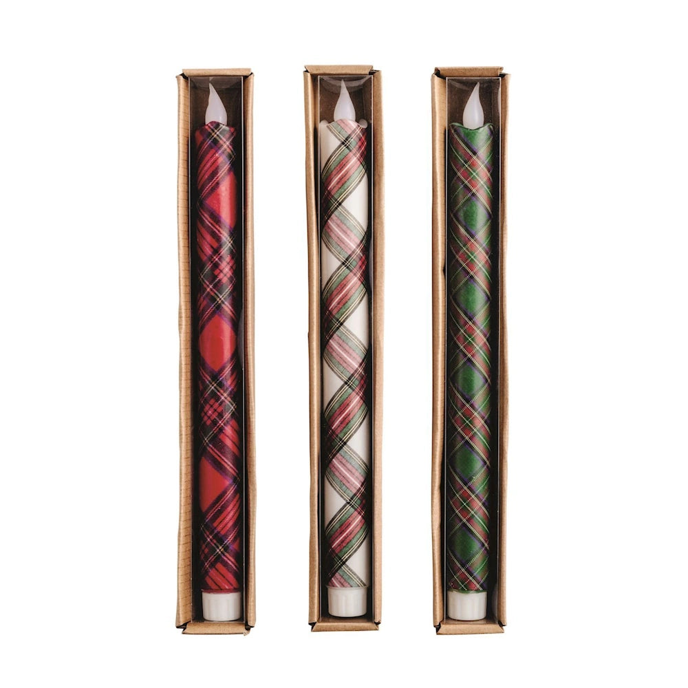 LED Tartan Taper Candles — alternate view 2