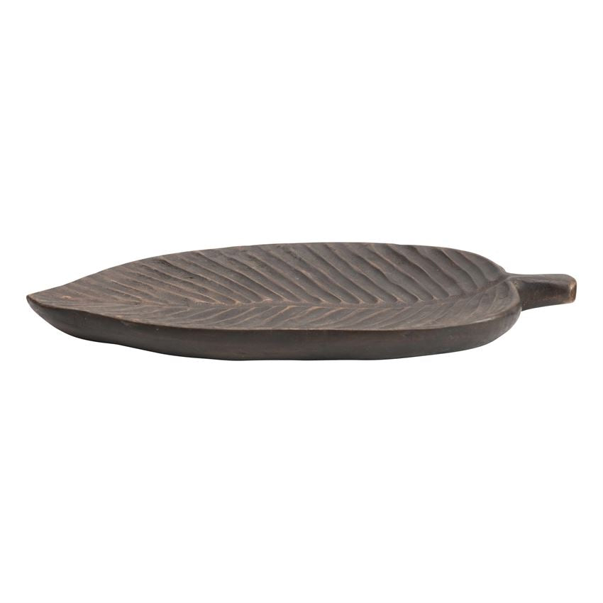 Decorative Hand-Carved Mango Wood Leaf Tray — alternate view 3