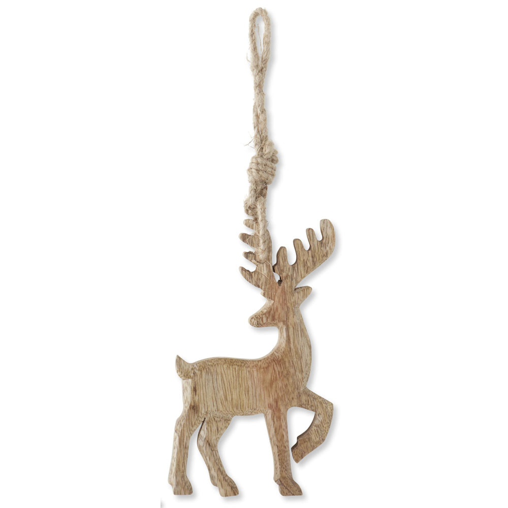 Mango Wood Holiday Ornaments with Jute Hangers — alternate view 3