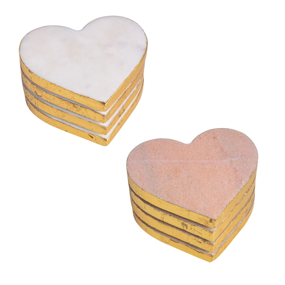 Marble Heart Coaster Set