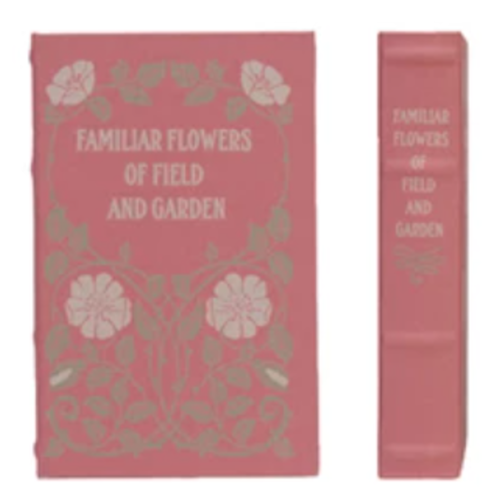 Familiar Flowers of Field and Garden vintage pink book cover with white floral illustration and matching spine.