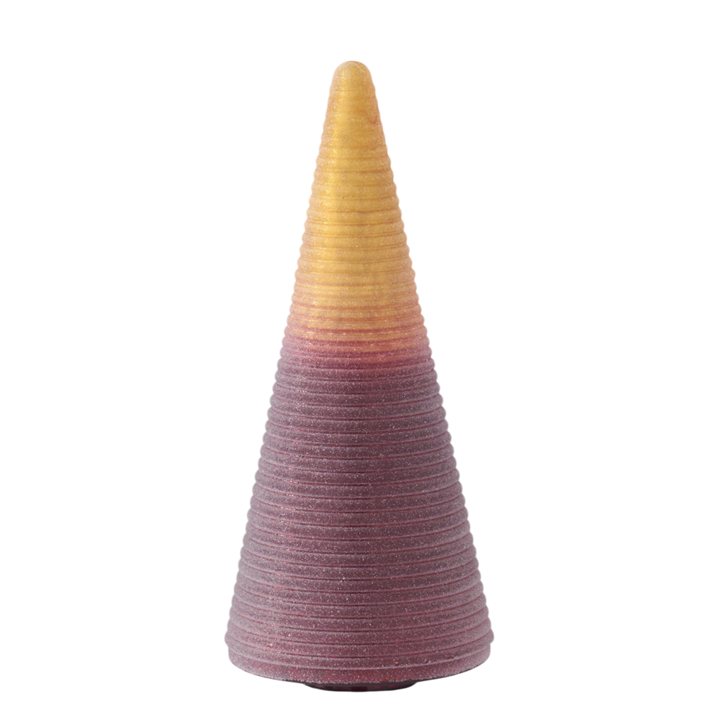 Medium Sugared Burgundy and Gold Ombre Ribbed Glass Tree