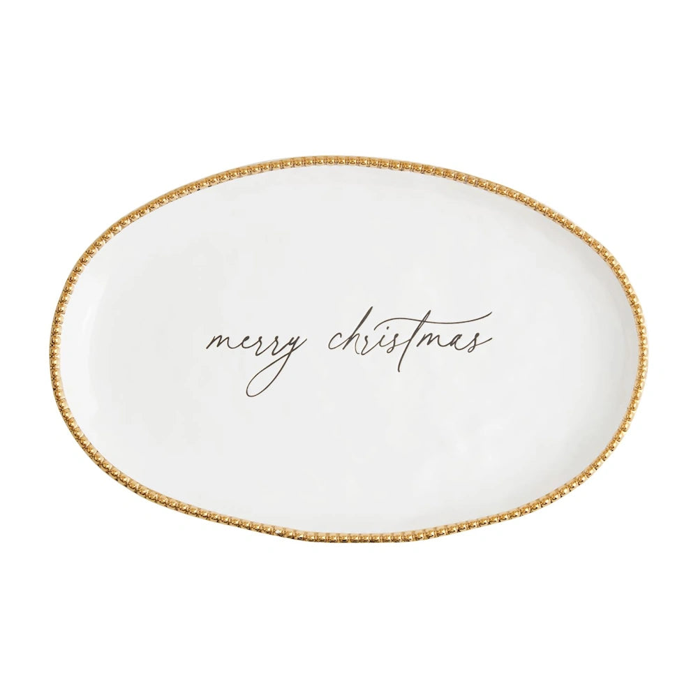 Merry Christmas Gold Beaded Platter — alternate view 2
