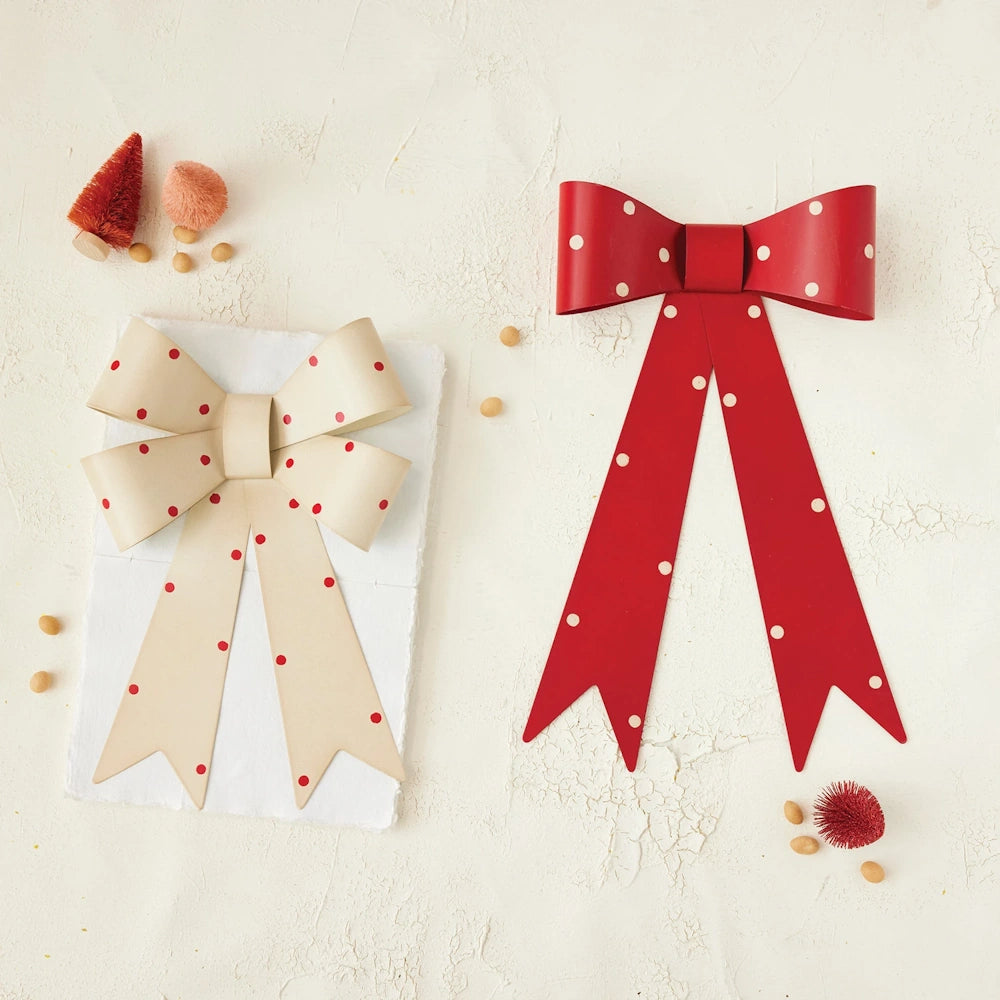 Metal Bow Wall Decor with Polka Dots