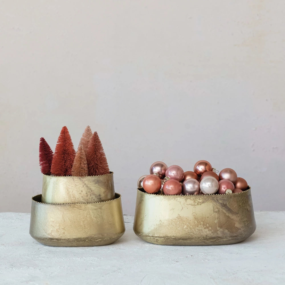 Metal Planters with Beaded Edge