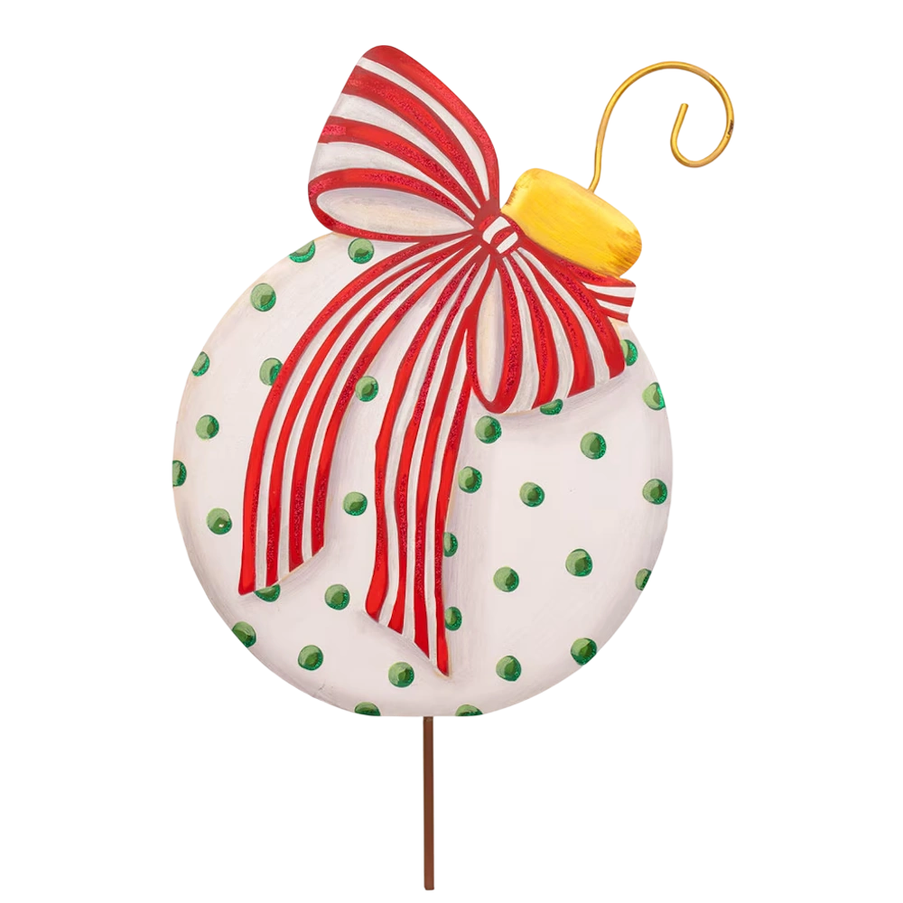 Set of 2 Modern Red, White & Green Ornaments — alternate view 4