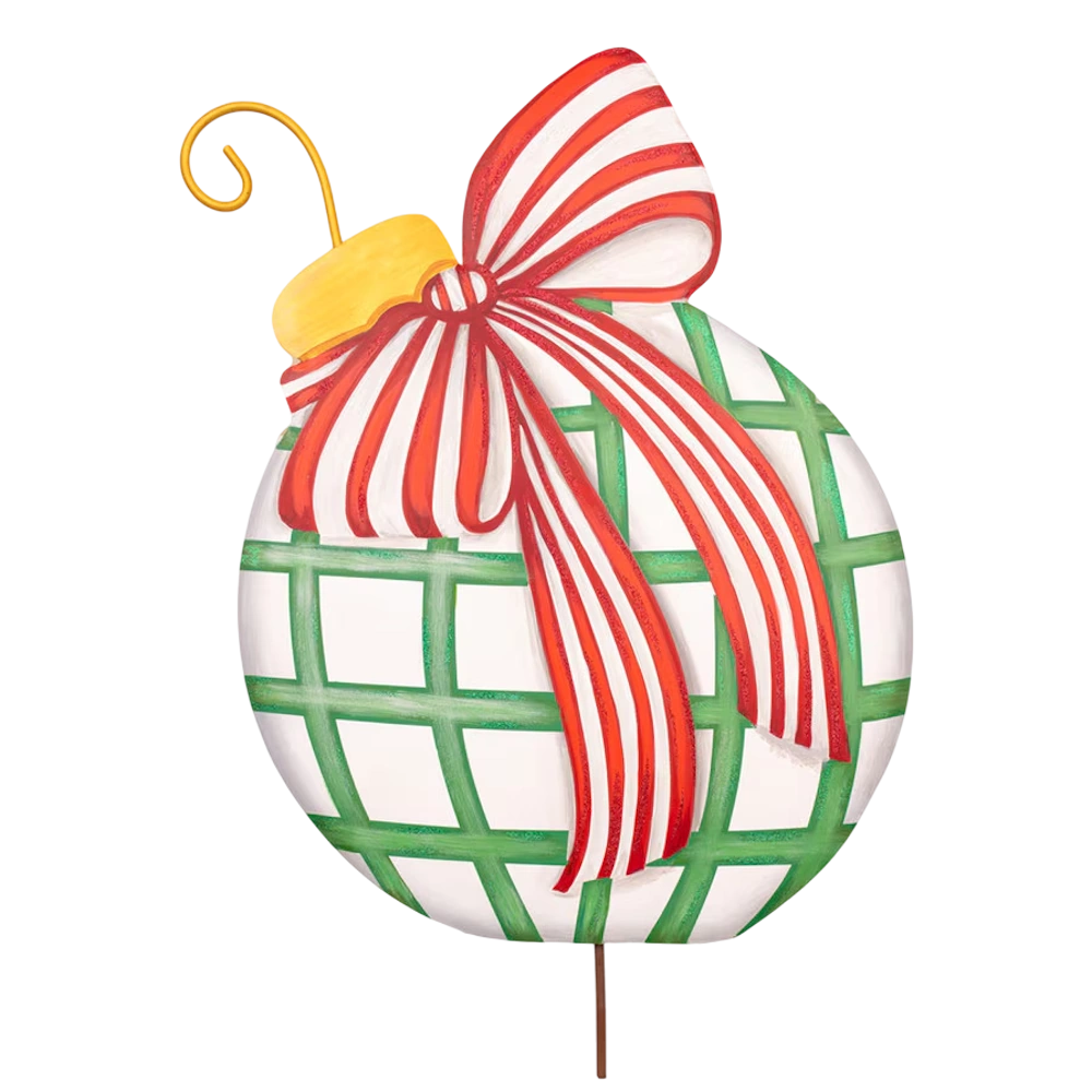 Set of 2 Modern Red, White & Green Ornaments — alternate view 5