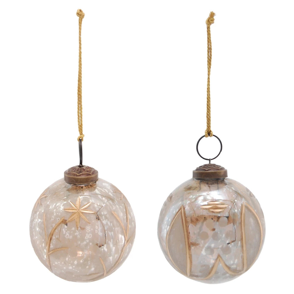 Multi Color Etched Glass Ball Ornament — alternate view 2