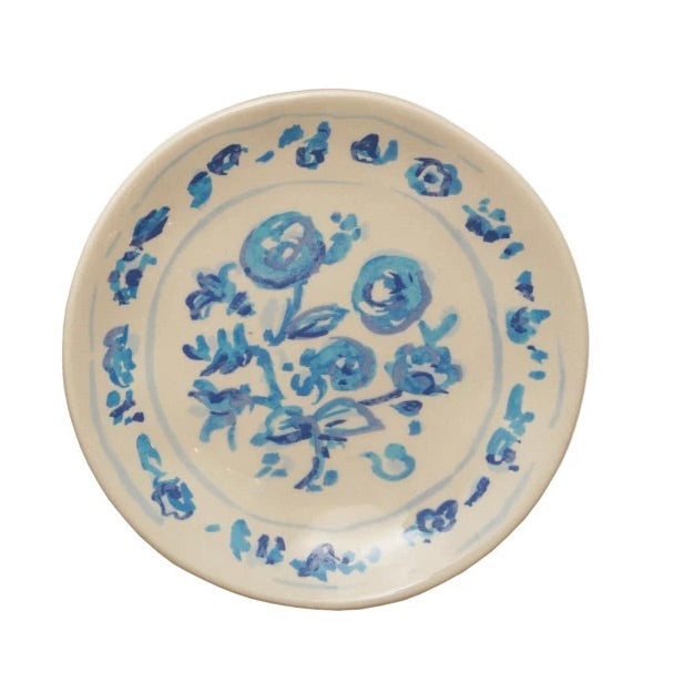 Stoneware Plate with Floral Image