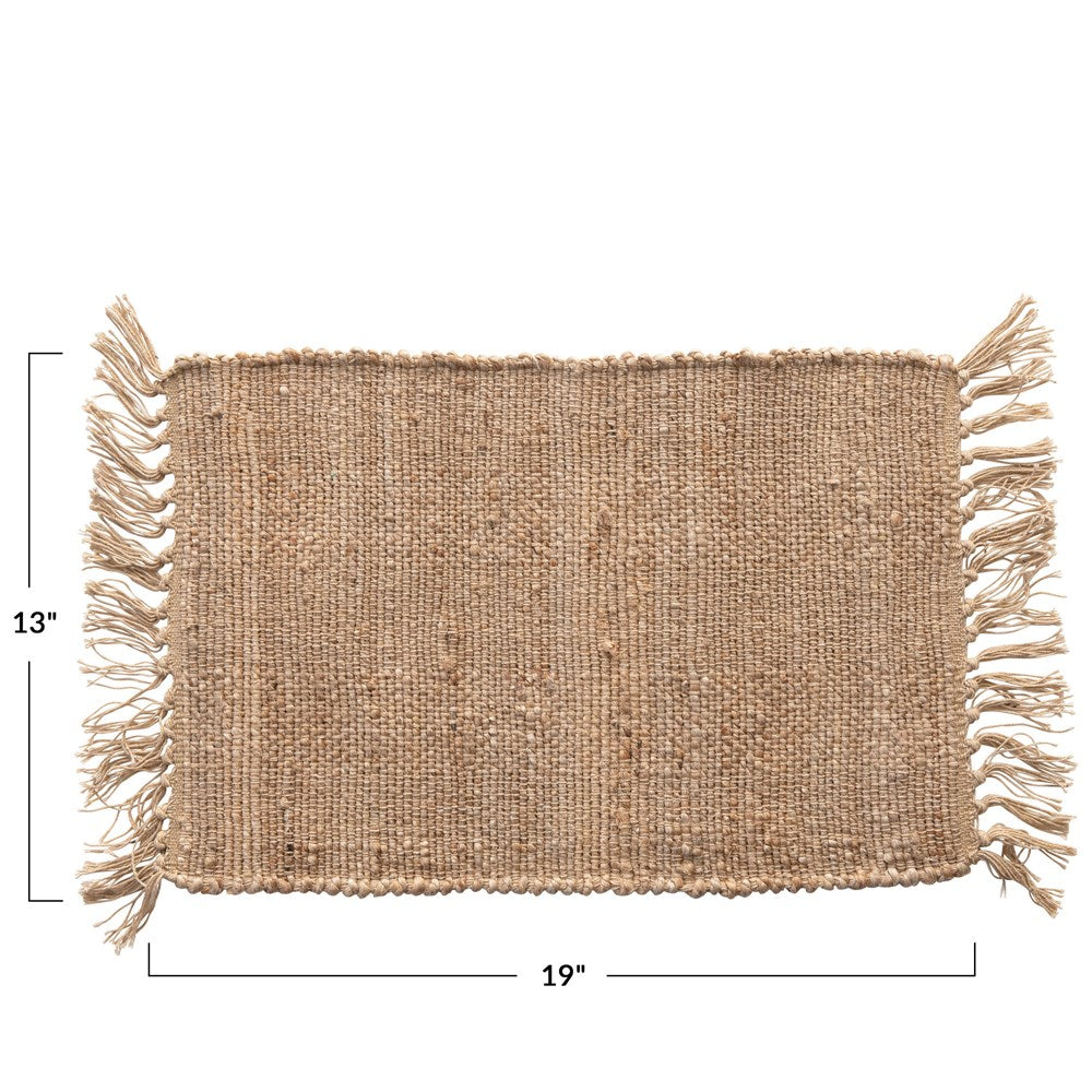 Woven Cotton & Jute Placemat w/ Tassels, Natural — alternate view 3