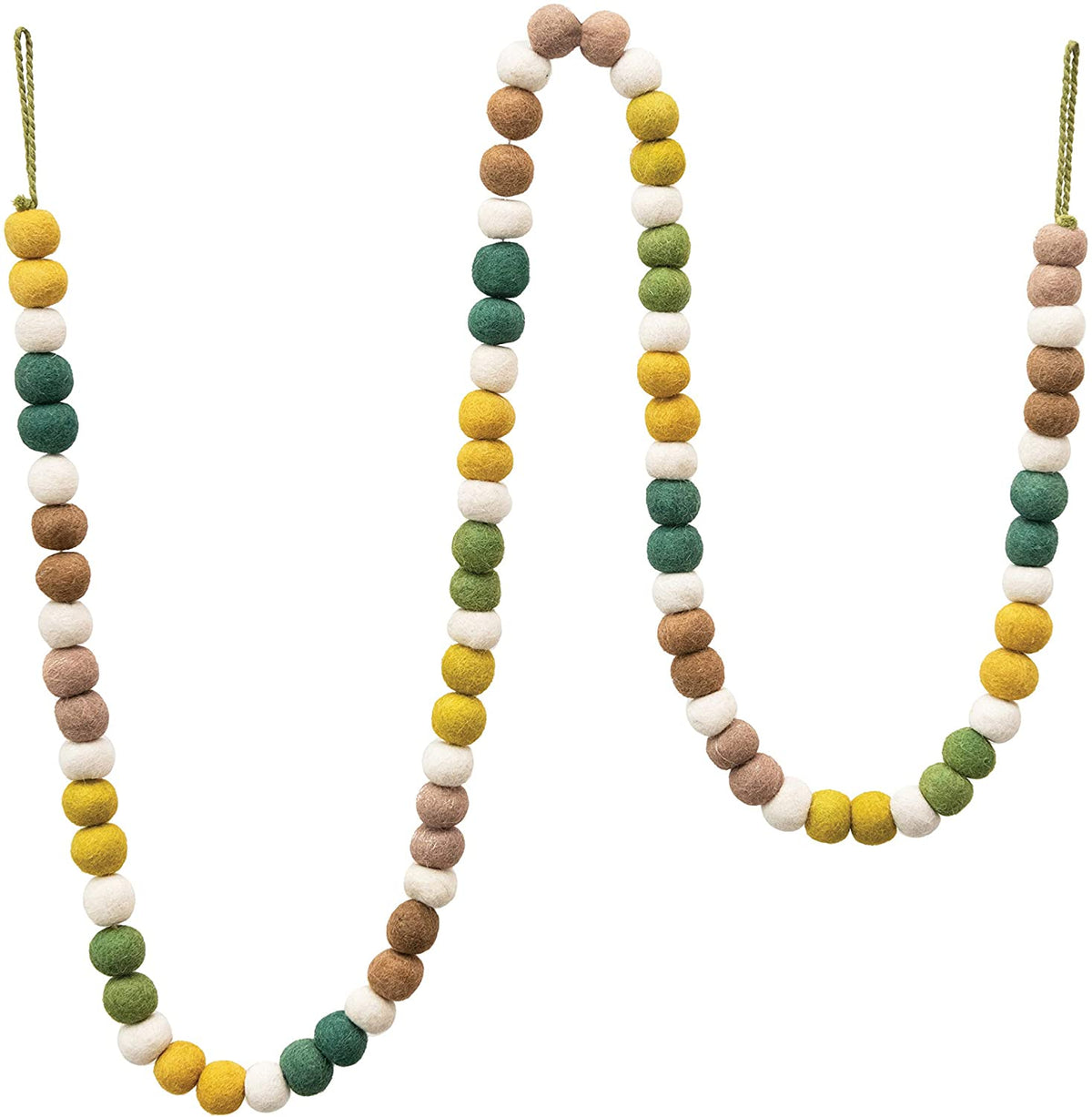 Wool Felt Ball Garland, Green and Gold
