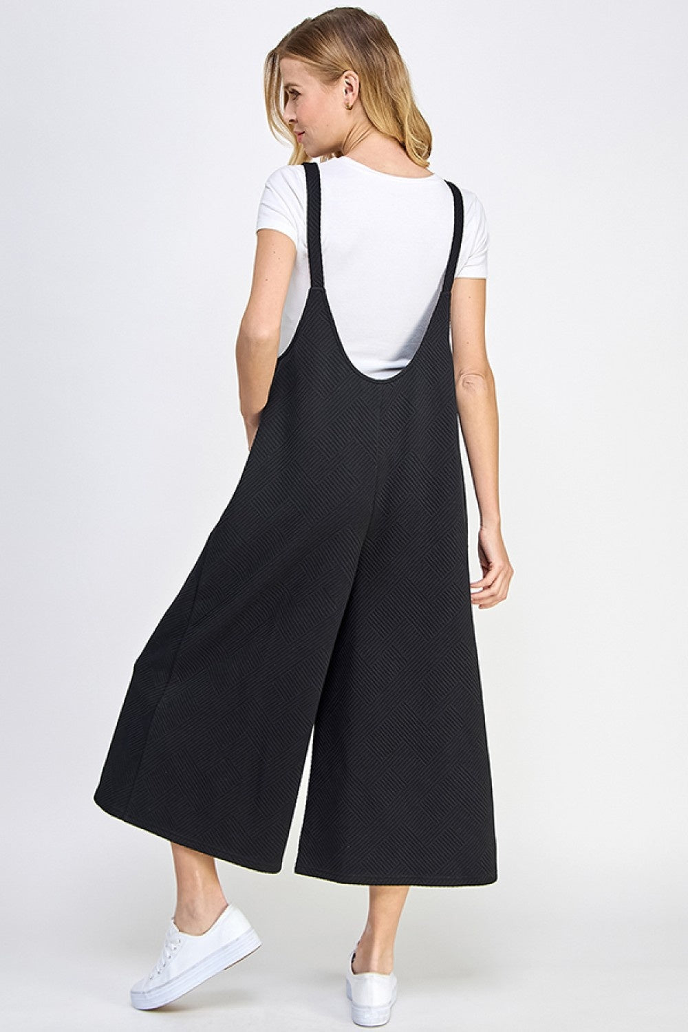 Navy Textured Cropped Overall Pants — alternate view 2
