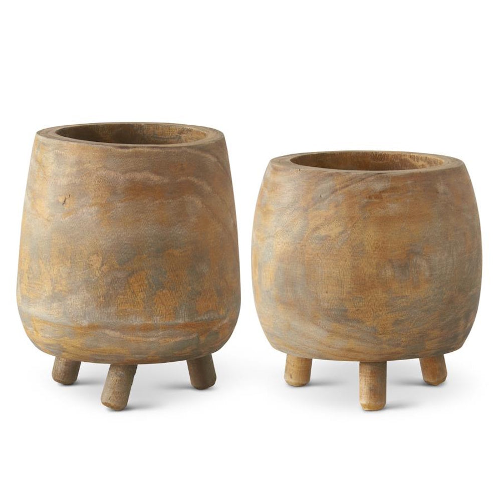 Large Paulownia Wood Pot with Legs — alternate view 2