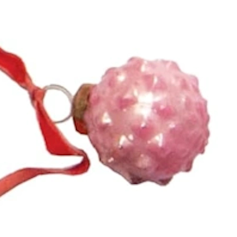 Pink & Red Embossed Mercury Glass Ornament — alternate view 2