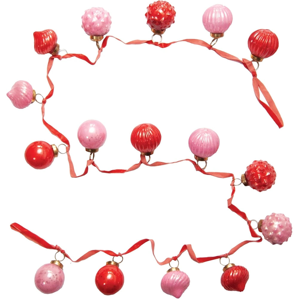 Pink & Red Embossed Mercury Glass Ornament