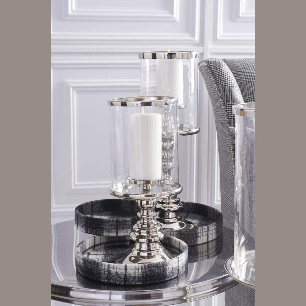 Large Polished Silver Metal Pillar Hurricane — alternate view 3