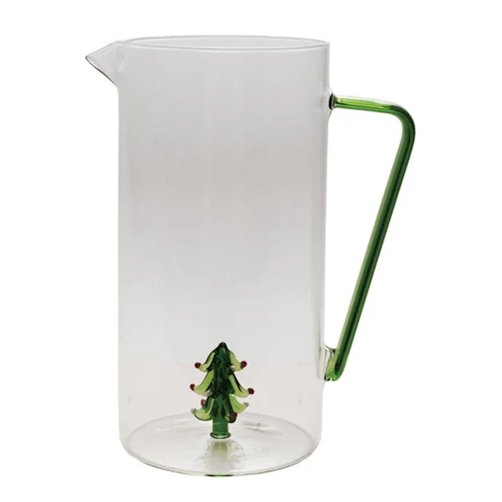 Quart Glass Pitcher with Tree Inside & Handle — alternate view 2