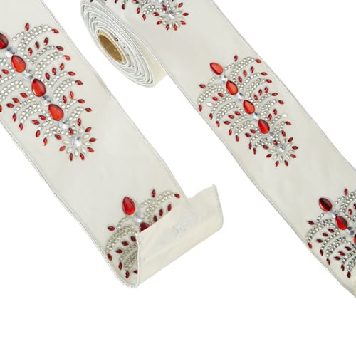4" X 5 YDS Jeweled Tree Wired Ribbon