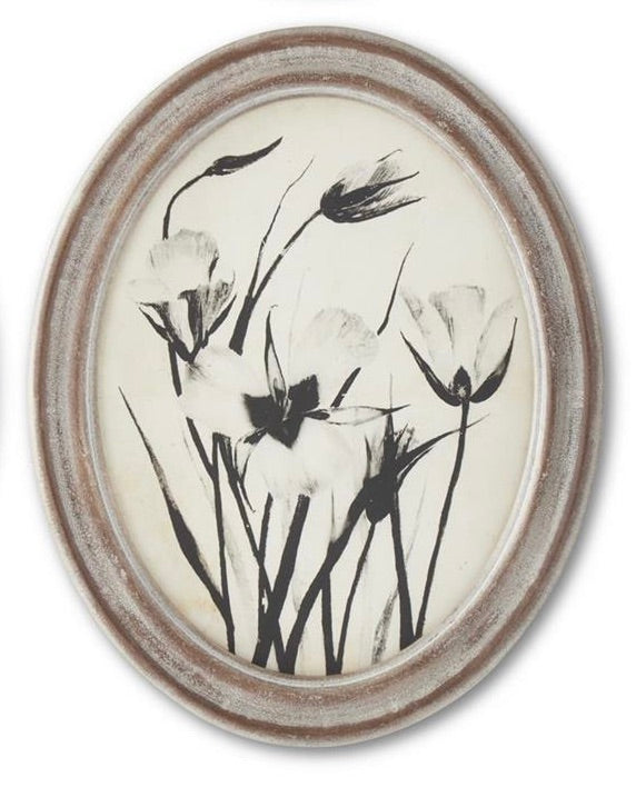Wood Framed Oval Black & White Botanical Print — alternate view 3