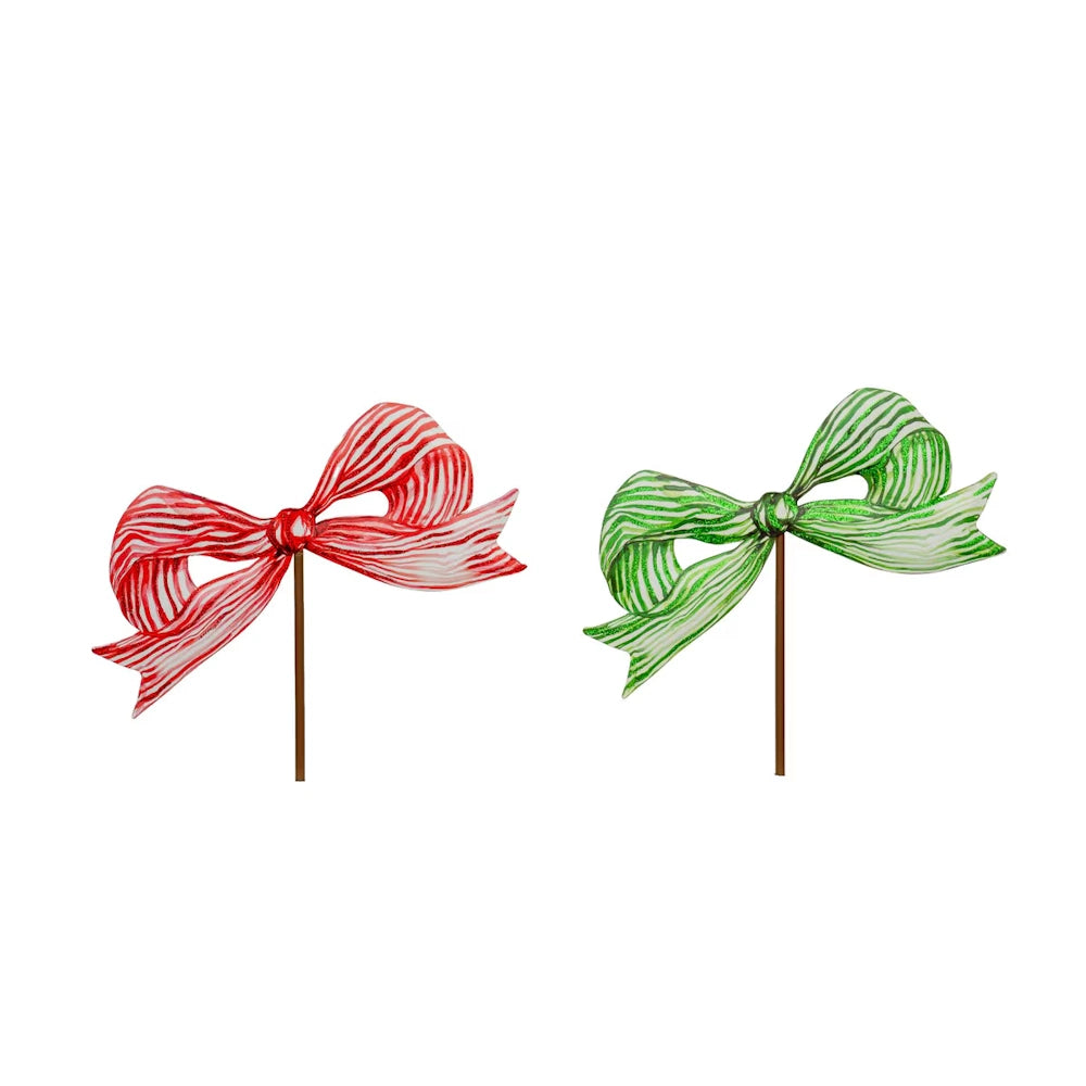 Set of 2 Red & Green Bows — alternate view 2