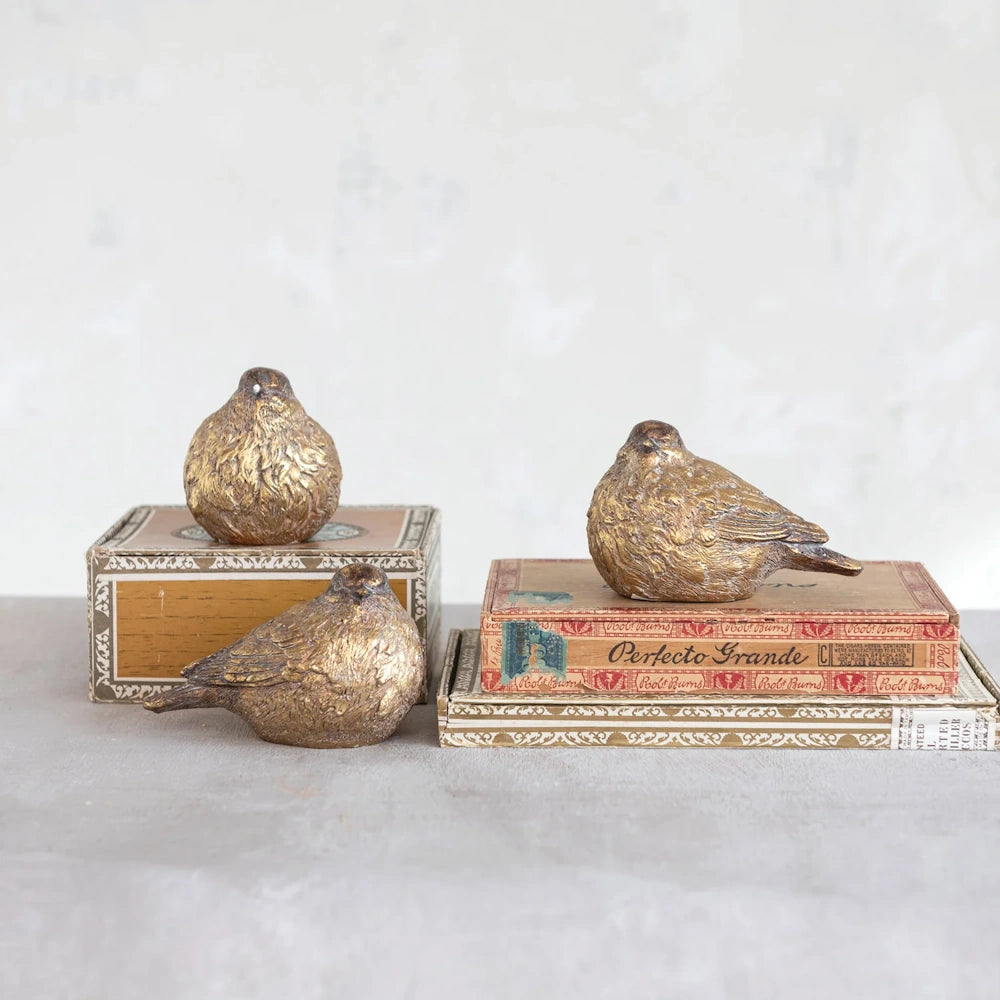 Resin Bird Distressed Gold Finish