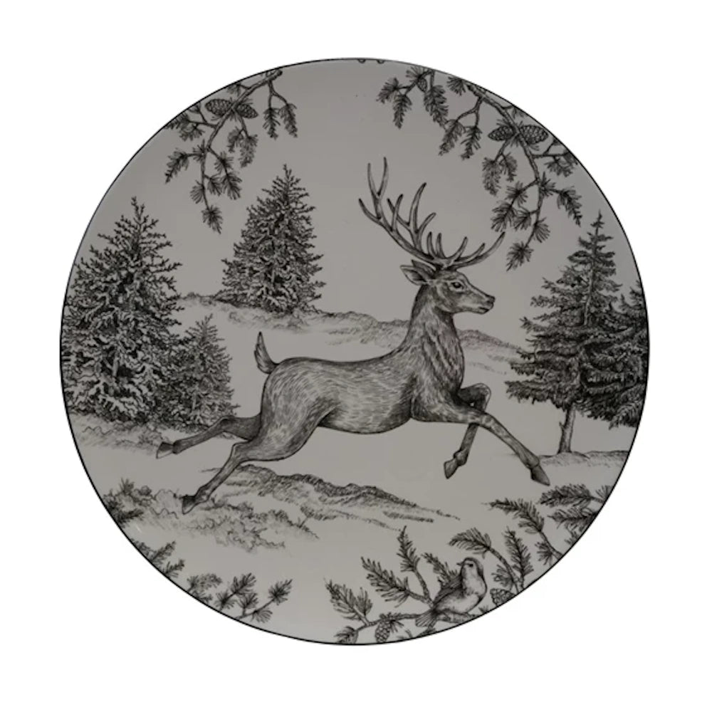 Round Ceramic Plate with Running Deer — alternate view 2