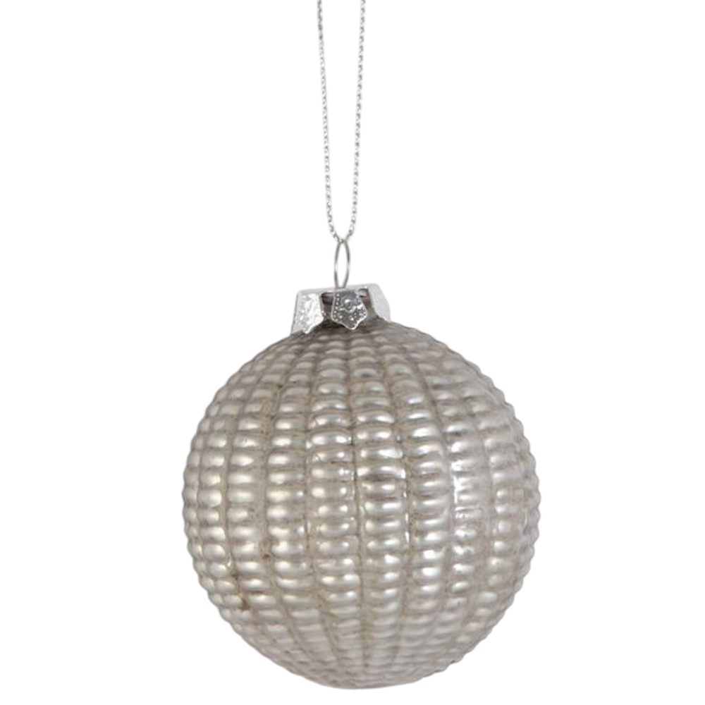 Round Ribbed Mercury Glass Ornament — alternate view 4