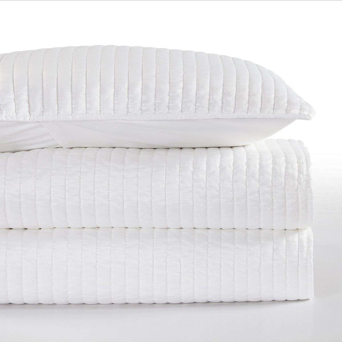 3 Piece Satin Quilt, Full / Queen White — alternate view 5