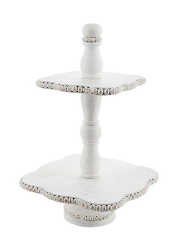 White Beaded Tiered Server — alternate view 2