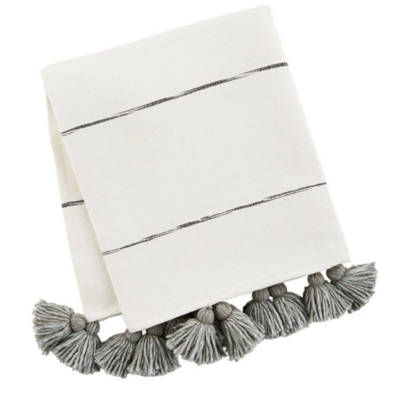 Gray Tassel Stripe Throw — alternate view 2