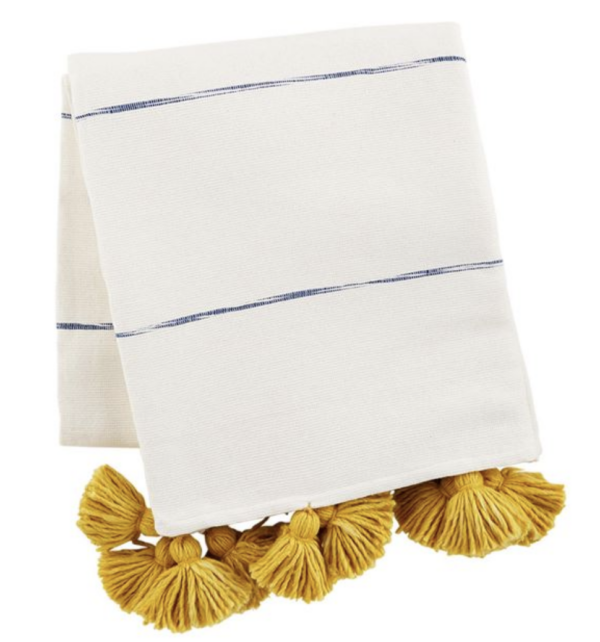 Yellow Striped Tassel Throw — alternate view 2