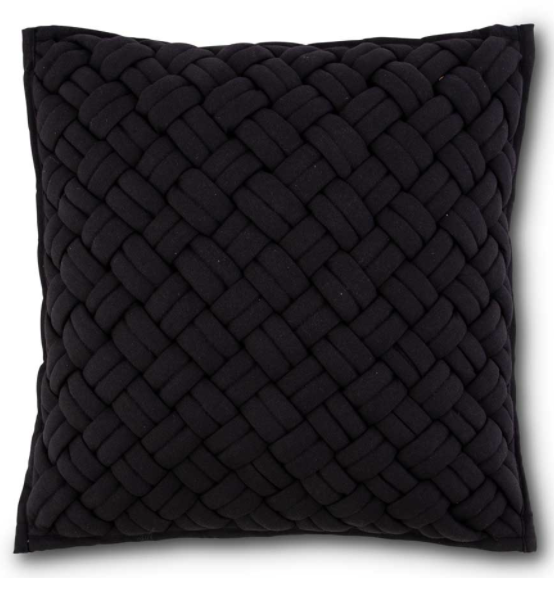 17.5 Inch Square Black Chunky Woven Pillow — alternate view 2