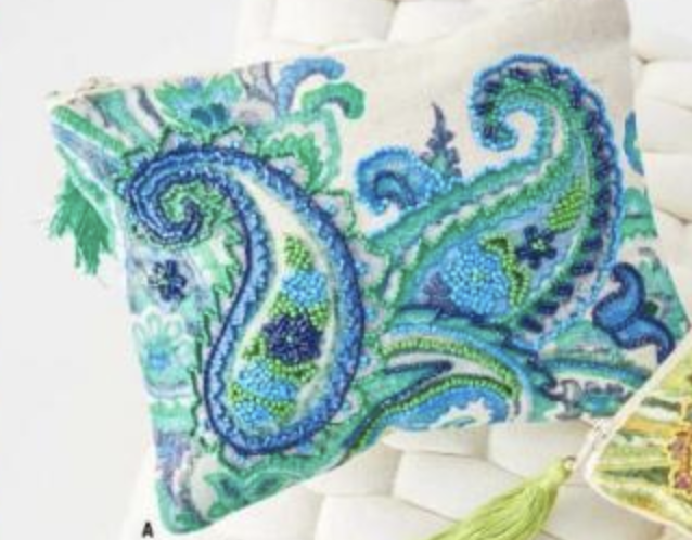 Blue Beaded Paisley Cosmetic Bag — alternate view 2