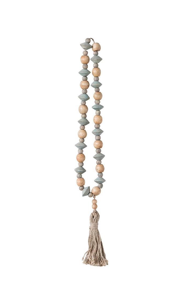 Abaca Wood Bead Strand with Tassel — alternate view 2