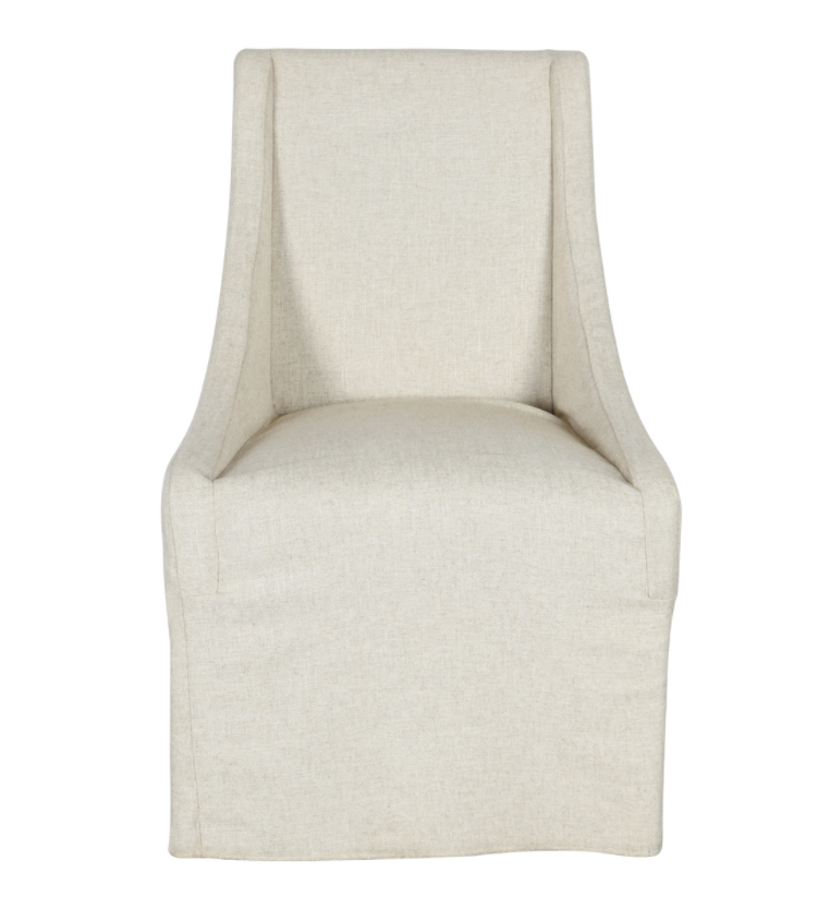 Warwick Upholstered Rolling Dining Chair: Oatmeal — alternate view 2