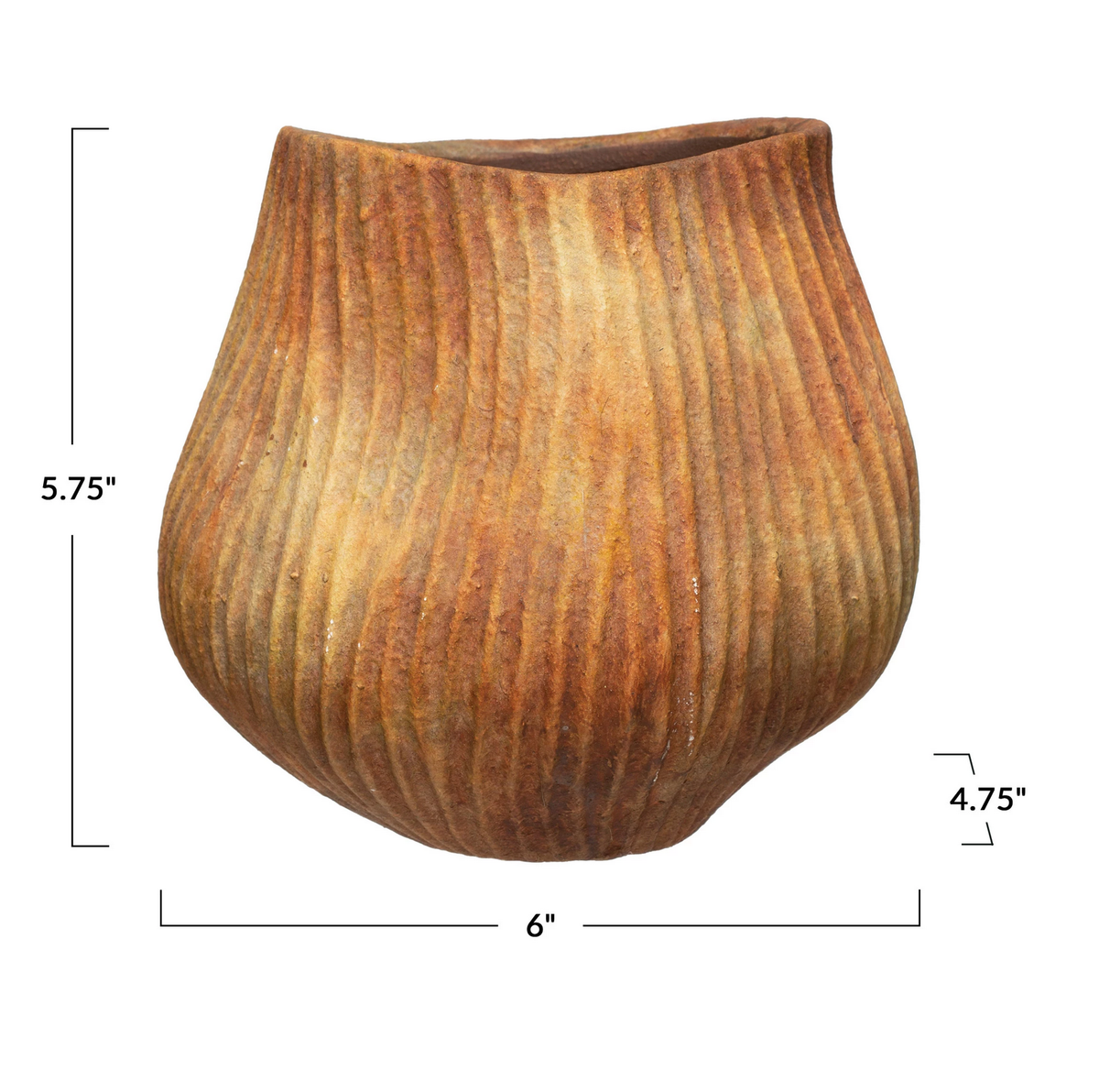 Distressed Terracotta Planter with Embossed Lines — alternate view 2