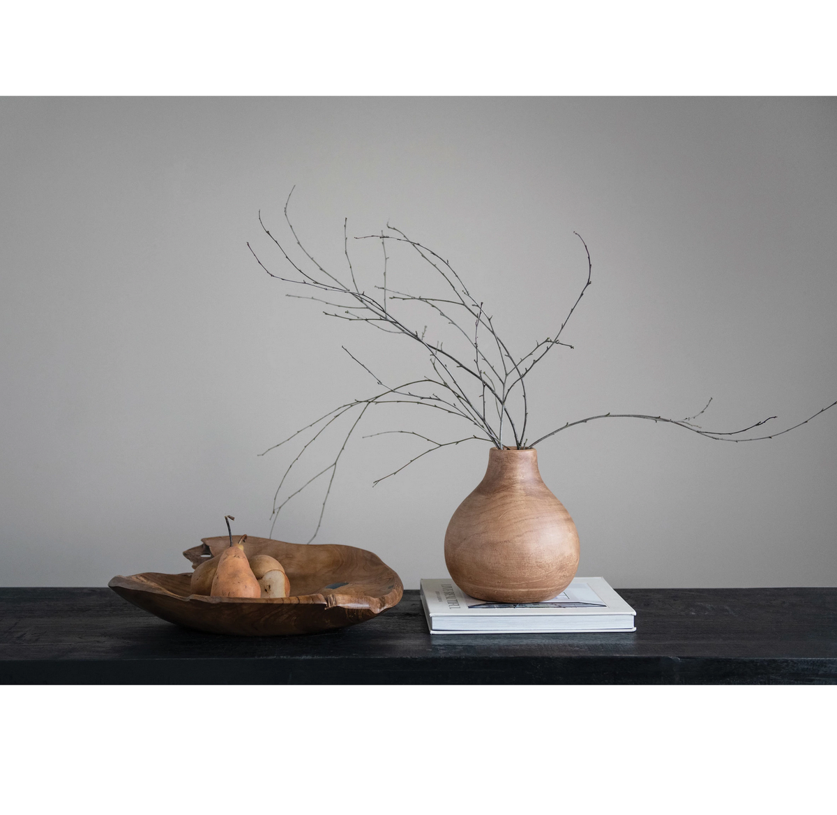 Paulownia Wood Vase, Walnut Stained Finish — alternate view 2