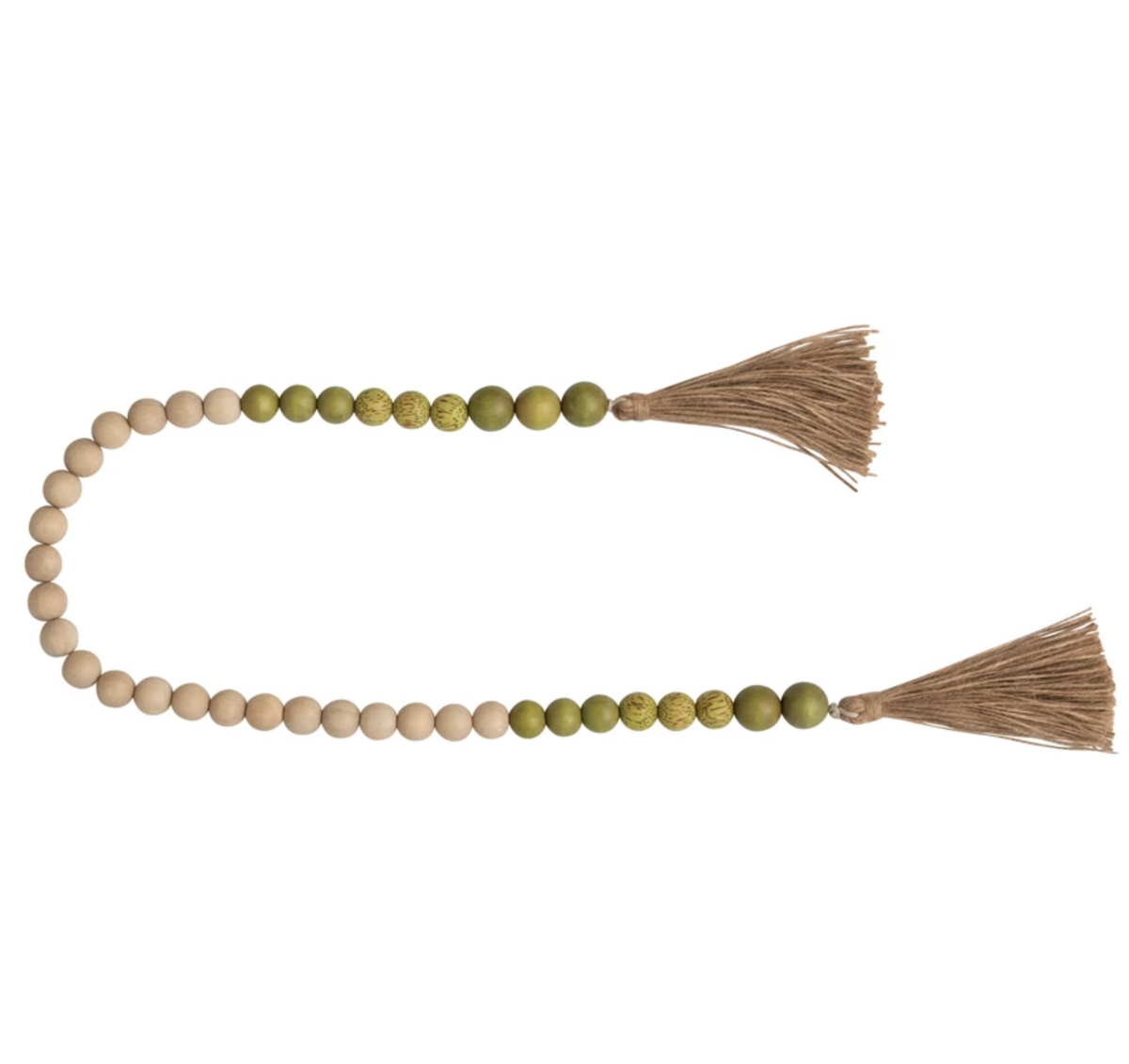 Wood and Coco Shell Bead Garland with Jute Tassels — alternate view 2