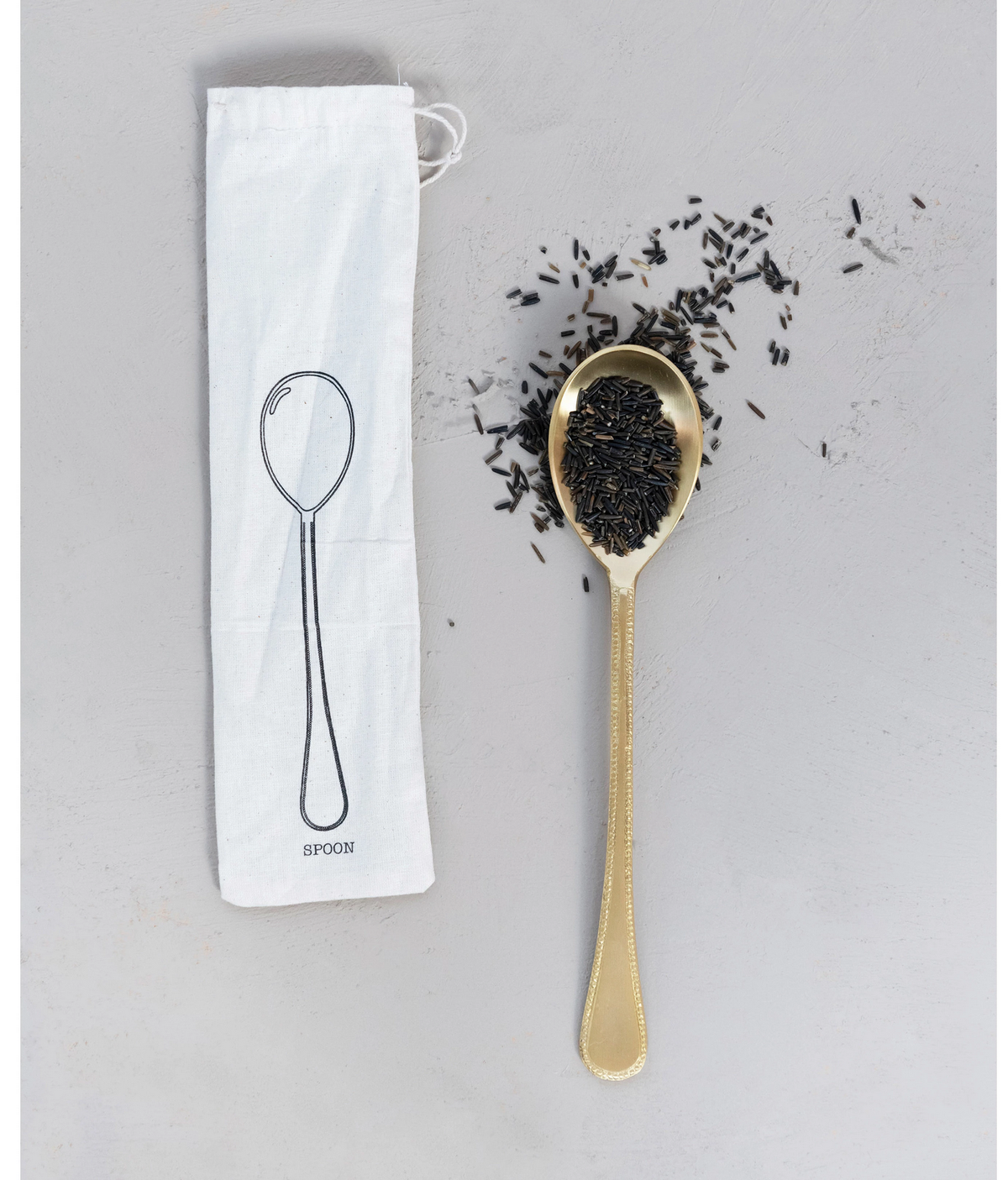 Brass Spoon in Printed Drawstring Bag — alternate view 2