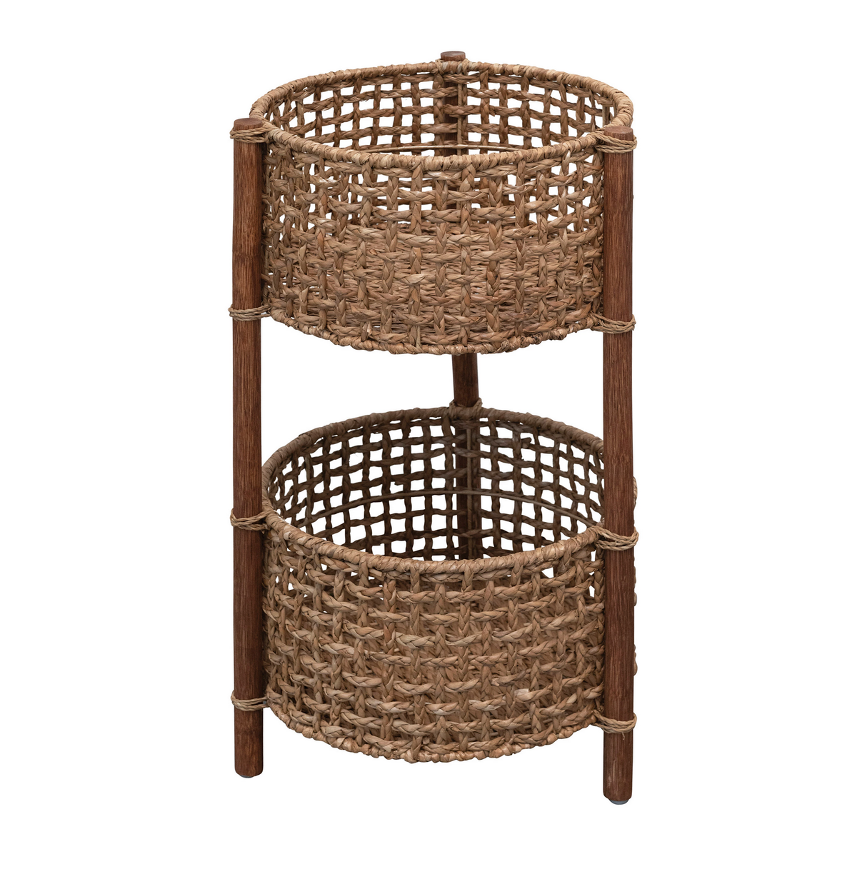 Hand-Woven Bankuan and Rattan Braided 2-Tier Basket — alternate view 2