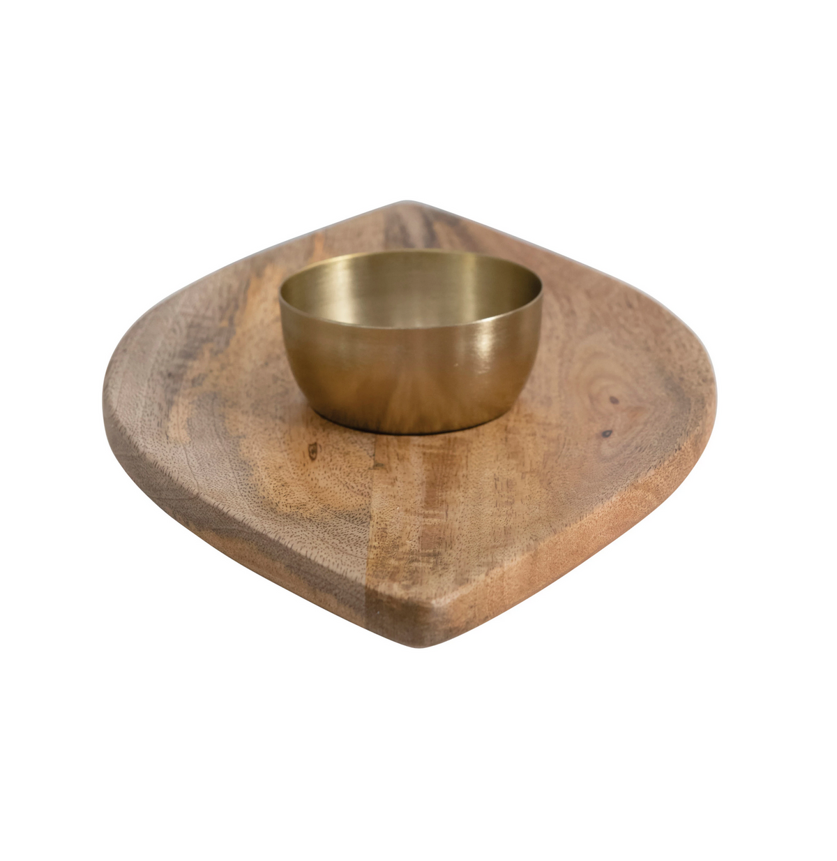 Mango Wood and Aluminum Abstract Shaped Chip and Dip — alternate view 2