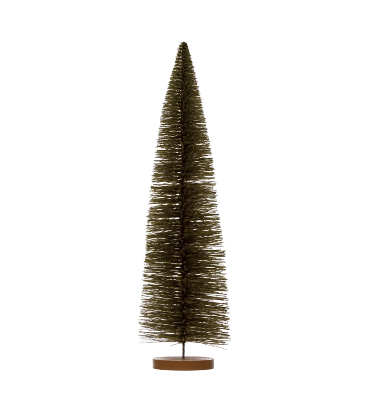 6" Round x 21-1/2"H Flocked Plastic Bottle Brush Tree with Wood Base, Green