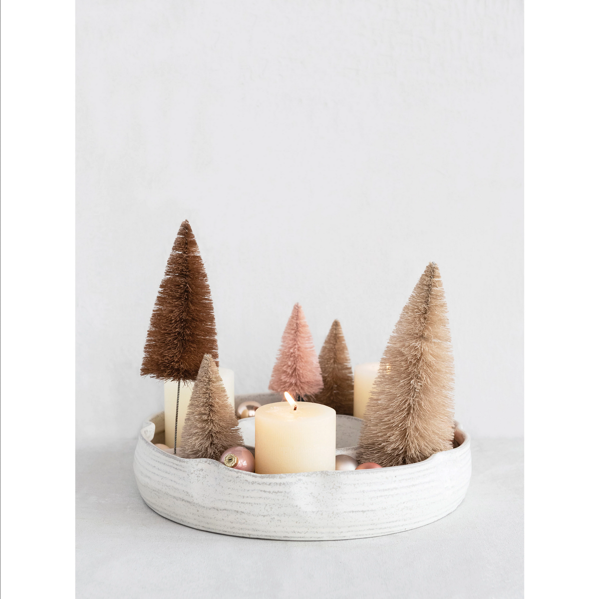 Stoneware Ring Shaped Serving Dish with 2 Sections, Reactive Glaze — alternate view 2