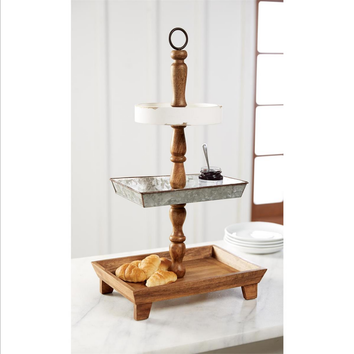 Wood & Tin Tiered Server — alternate view 3